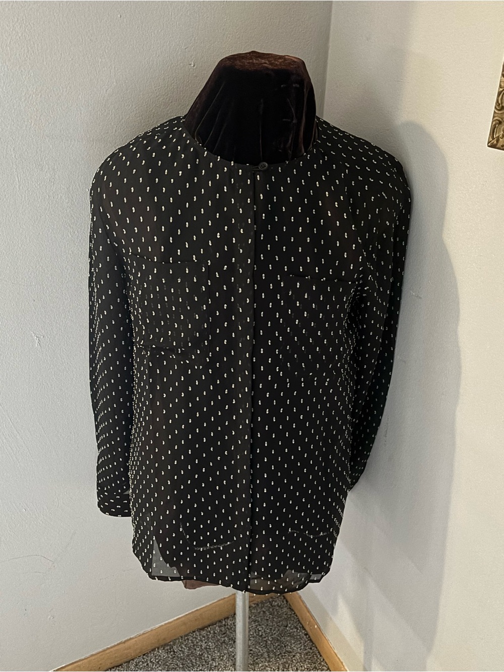 Loft Black Polka Dot Long-Sleeve Blouse